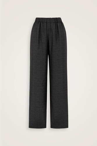 Iman Square Textured Black Silk Trousers - 2