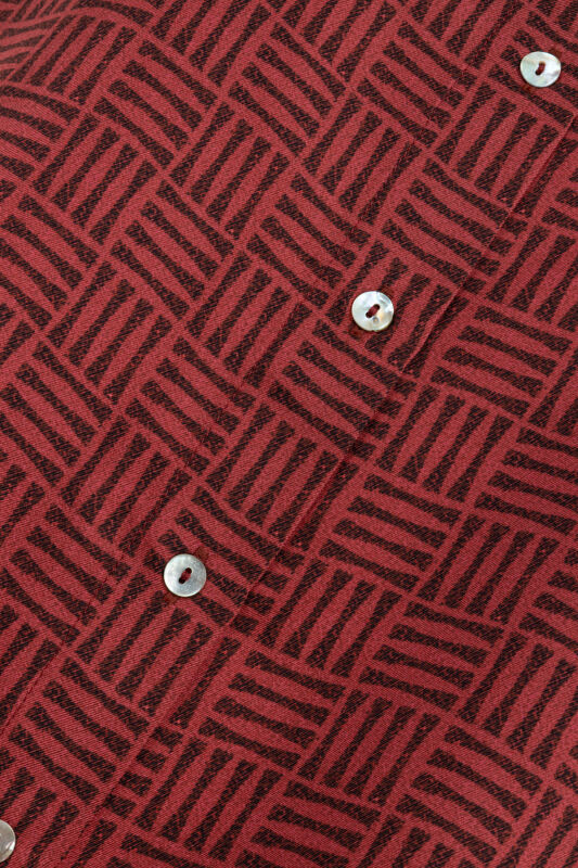 Iman Square Textured Burgundy Silk Shirt - 4