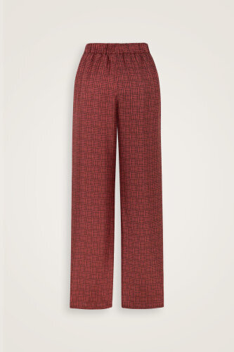 Iman Square Textured Burgundy Silk Trousers - 6