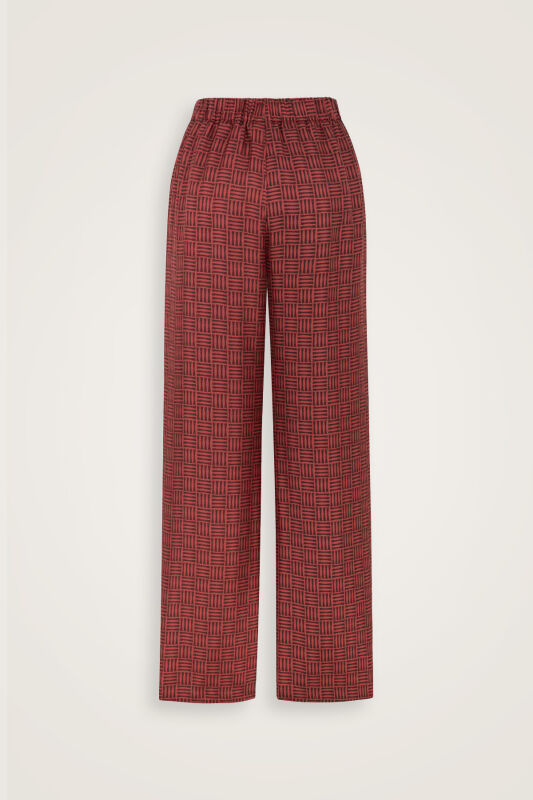 Iman Square Textured Burgundy Silk Trousers - 6