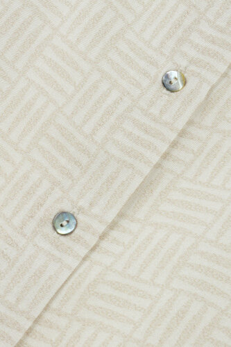 Iman Square Textured Ecru Silk Shirt - 4