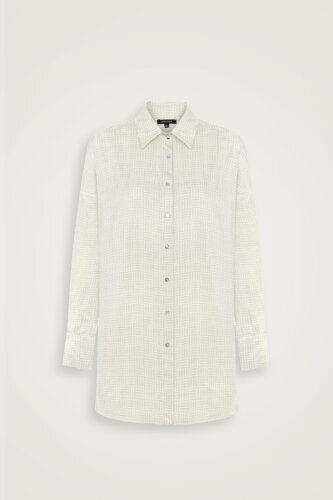 Iman Square Textured Ecru Silk Shirt - 2