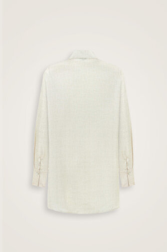 Iman Square Textured Ecru Silk Shirt - 6