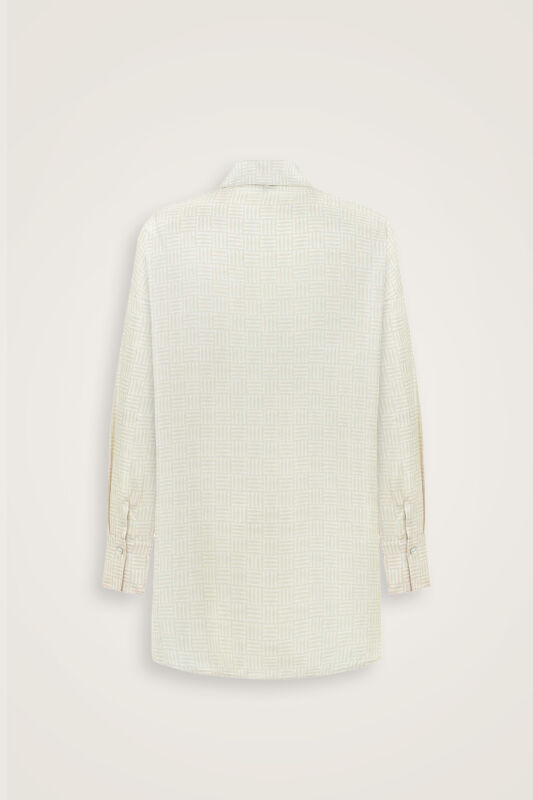 Iman Square Textured Ecru Silk Shirt - 6