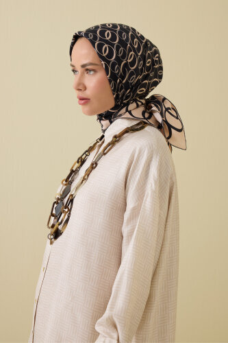 Iman Square Textured Ecru Silk Shirt - 7