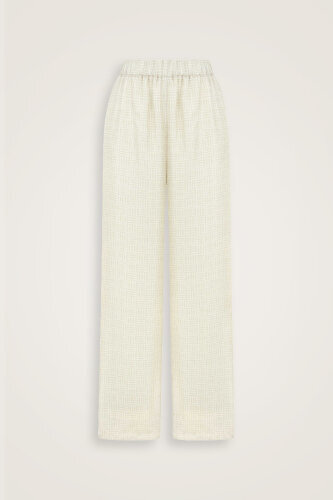 Iman Square Textured Ecru Silk Trousers - 2