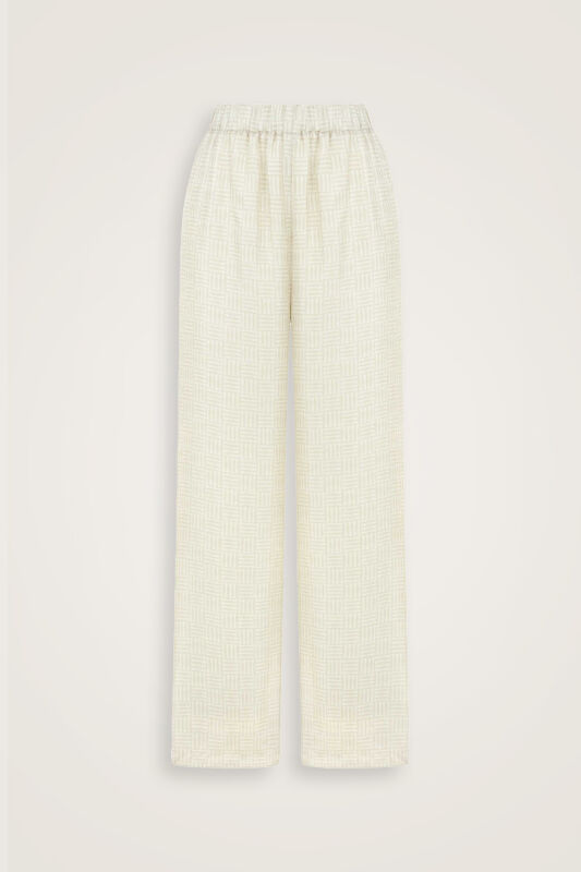 Iman Square Textured Ecru Silk Trousers - 2