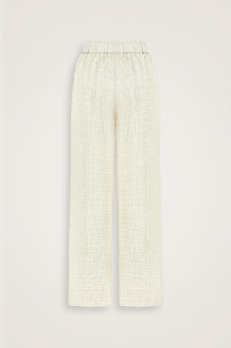 Iman Square Textured Ecru Silk Trousers - 4