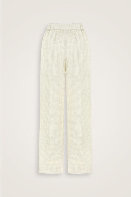 Iman Square Textured Ecru Silk Trousers - 4
