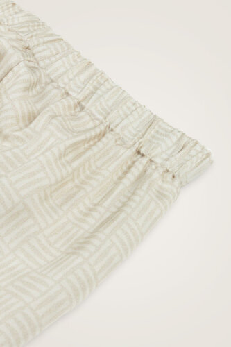 Iman Square Textured Ecru Silk Trousers - 6