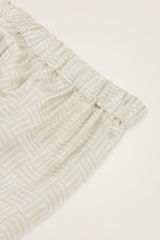 Iman Square Textured Ecru Silk Trousers - 6