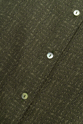 Iman Square Textured Khaki Silk Shirt - 4