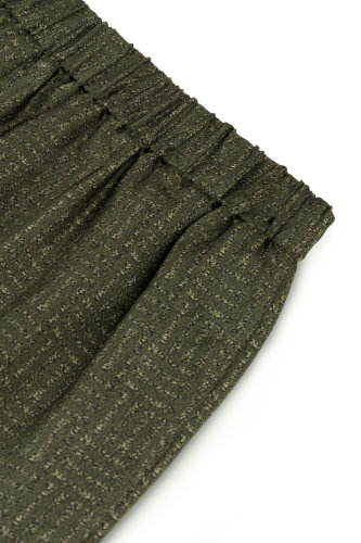 Iman Square Textured Khaki Silk Trousers - 2