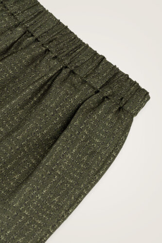 Iman Square Textured Khaki Silk Trousers - 6