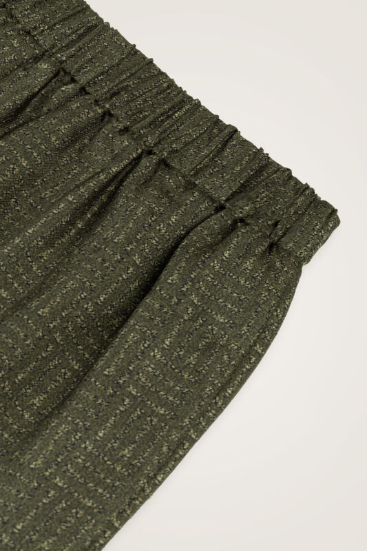Iman Square Textured Khaki Silk Trousers - 6