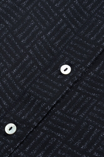 Iman Square Textured Navy Blue Silk Shirt - 4