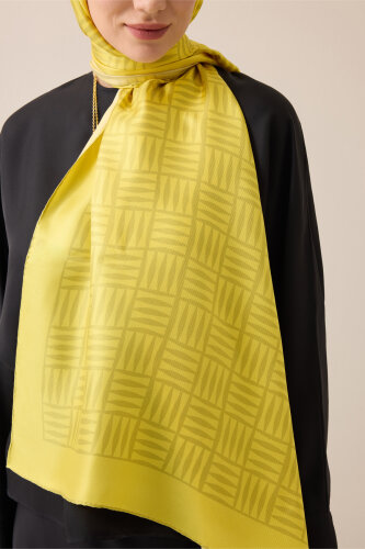 Iman Square Twill Silk Shawl Gold - 5