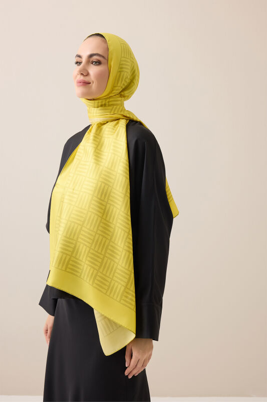 Iman Square Twill Silk Shawl Gold - 1