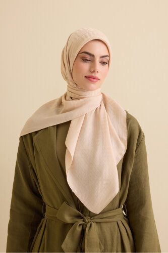 İman Square V Beige Naia Cotton Scarf - Imannoor (4)