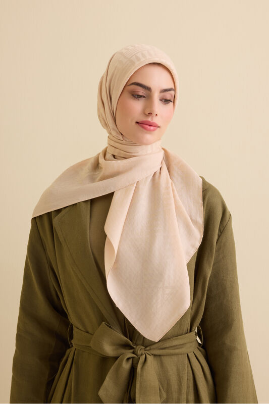 İman Square V Beige Naia Cotton Scarf - 4