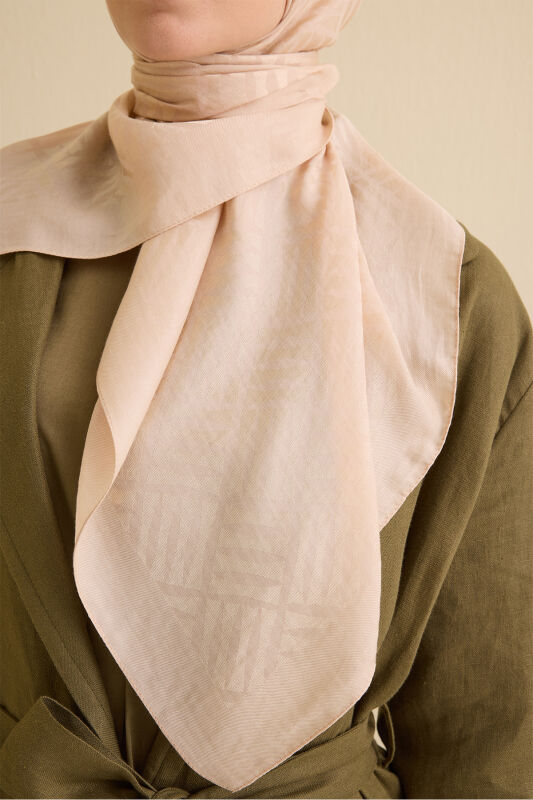 İman Square V Beige Naia Cotton Scarf - 3