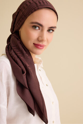 Iman Square V Brown Naia Cotton Scarf - 5