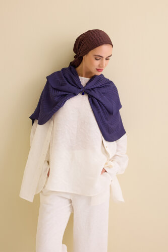 Iman Square V Navy Blue Naia Cotton Scarf - Imannoor (3)