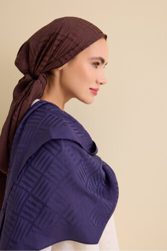 Iman Square V Navy Blue Naia Cotton Scarf - Imannoor (4)