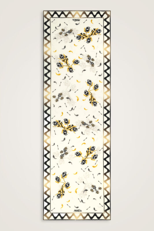 İman'ın Gülü Krem Krep İpek Kimono Şalı 70x210 - 1