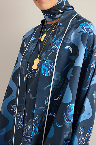 İman'ın Gülü Lacivert Tivil İpek Kolsuz Bluz - Imannoor (3)