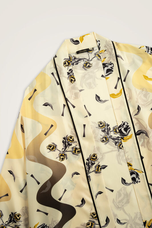 İman'ın Gülü Sarı Tivil İpek Kimono - 3