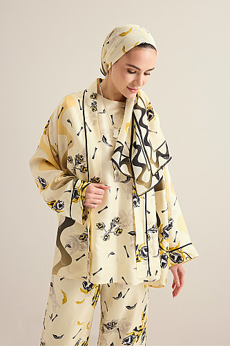 İman'ın Gülü Sarı Tivil İpek Kimono - Imannoor (3)