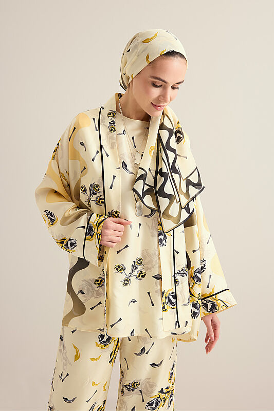 İman'ın Gülü Sarı Tivil İpek Kimono - 3