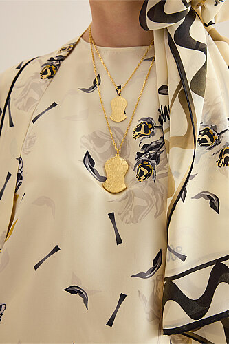 İman'ın Gülü Sarı Tivil İpek Kolsuz Bluz - Imannoor (3)