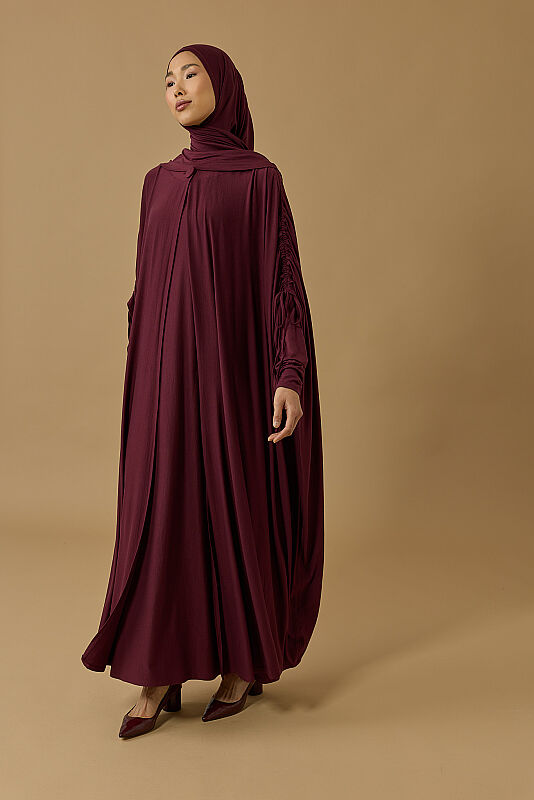 Aşka Yolculuk Bordo Penye Abaya - 1
