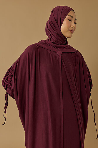 Aşka Yolculuk Bordo Penye Abaya - Imannoor (2)