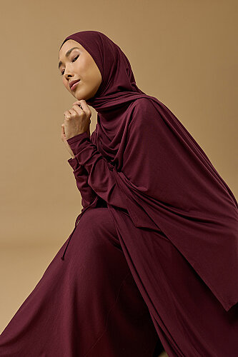 Aşka Yolculuk Bordo Penye Abaya - Imannoor (4)