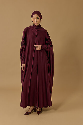 Aşka Yolculuk Bordo Penye Abaya - 5