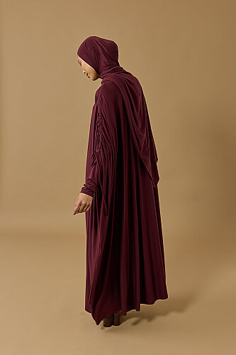 Aşka Yolculuk Bordo Penye Abaya - Imannoor (3)