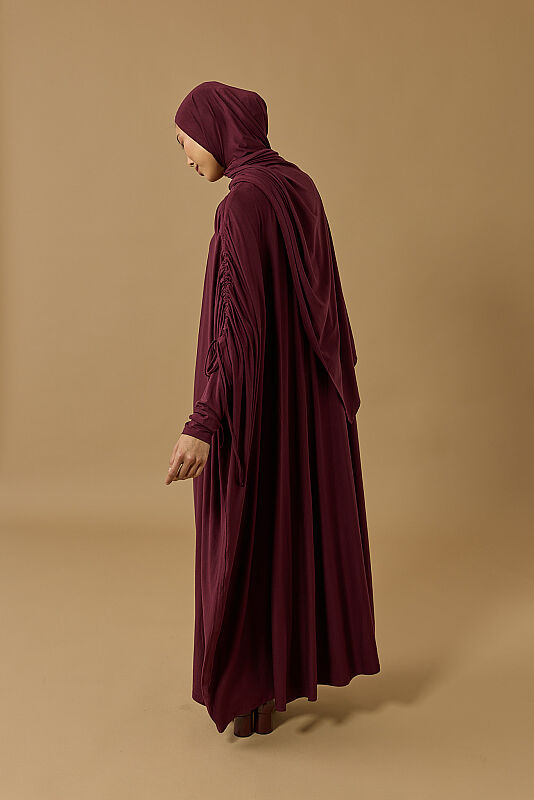 Aşka Yolculuk Bordo Penye Abaya - 3