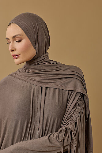 Aşka Yolculuk Koyu Gri Penye Abaya - Imannoor (4)