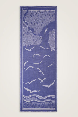 Imannoor Blue Jacquard Scarf - 1