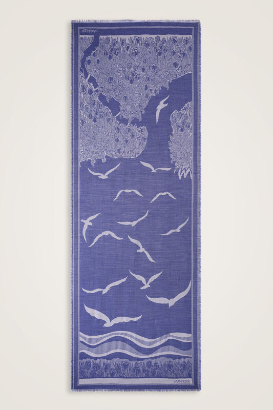 Imannoor Blue Jacquard Scarf - 1