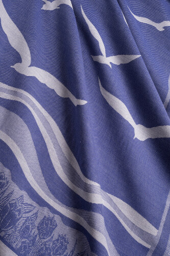 Imannoor Blue Jacquard Scarf - 2