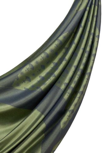 OO Monogram Silk Shawl Green/Khaki - 4