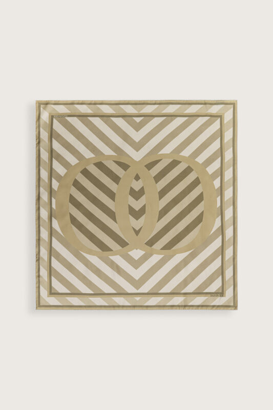 Çizgi Noor Bej Tivil İpek Eşarp 90x90 - 2