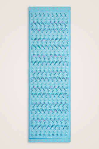 Imannoor Flower Blue Crepe Silk Scarf 