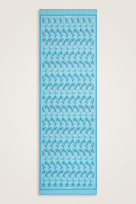 Imannoor Flower Blue Crepe Silk Scarf - 1