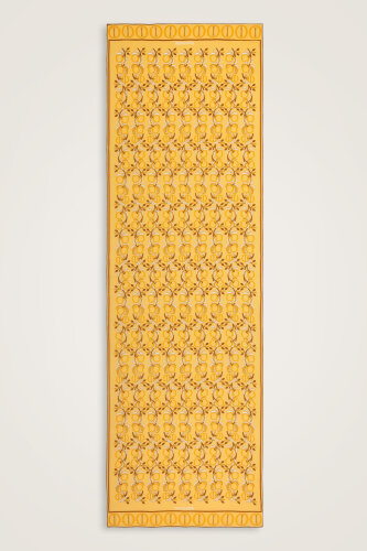 Imannoor Flower Yellow Crepe Silk Scarf - 1