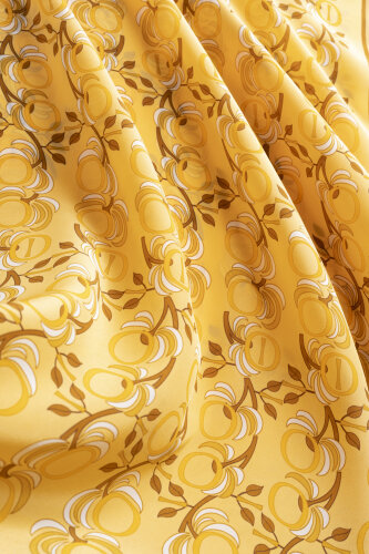 Imannoor Flower Yellow Crepe Silk Scarf - 2